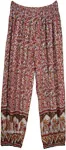 White Harem Pants with Traditional Elephant Print With Pockets