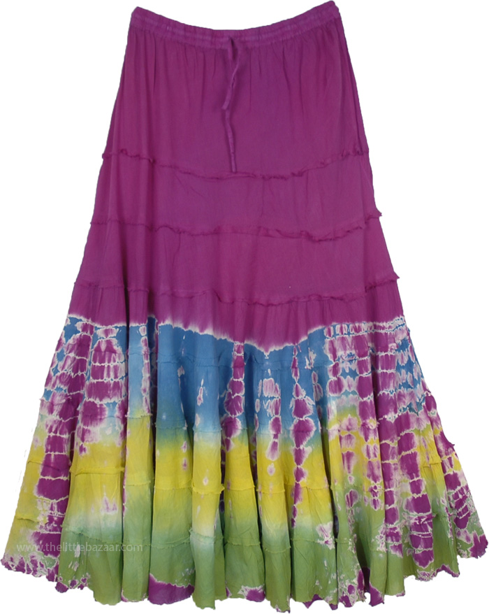 Passion Purple Tiered Gypsy Skirt Tie Dye Plus Size