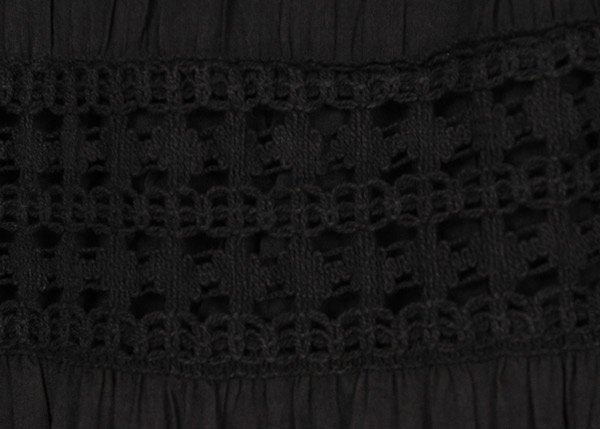 Charisma Black Tiered Long Skirt with Crochet Detail