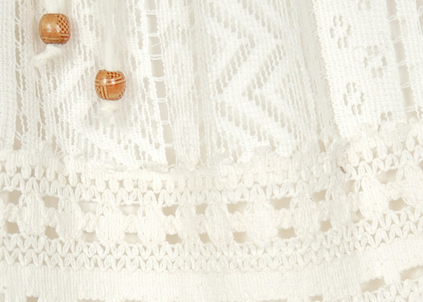 Ivory Rose Gypsy Long Lace Skirt with Crochet Tier Details