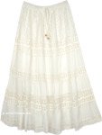 Ivory Rose Gypsy Long Lace Skirt with Crochet Tier Details