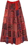 Spanish Punch Red Gypsy Patch Tribal Skirt