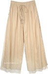 Pastel Khaki Beige Double Layered Linen Palazzo Pants