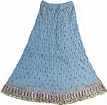 Light Blue Crinkle Long Skirt 