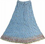 Light Blue Crinkle Long Skirt