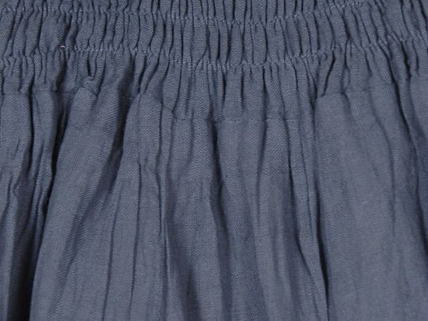 Steel Gray Palazzo Wide Leg Cotton Pants with Shirred Waist