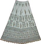 White Crinkle Summer Long Skirt