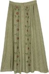 Pale Eucalyptus Button Front A-Line Boho Skirt