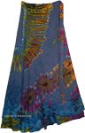 XXL Teal Tie Dye Hippie Long Wrap Around Skirt for Women