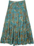 Tipsy Teal Paisley Print Long Cotton Skirt for Summer