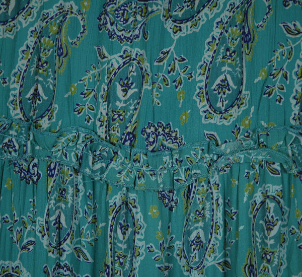 Teal Paisley Printed Tiered Rayon Long Skirt