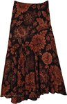 Effortless Boho Rust Floral Print Long Skirt