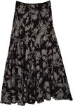 Vintage Chic Black Floral Draped Maxi Skirt
