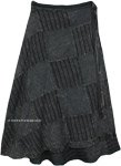 Plus Size Dark Grey Bohemian Patchwork Wrap Around Skirt