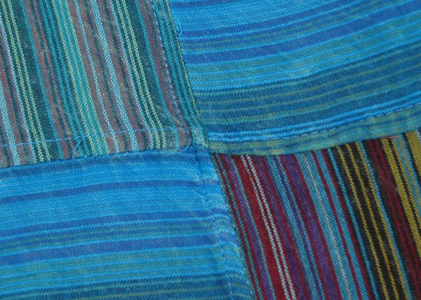 Plus Size Striped Blue Patchwork Cotton Wrap Around Long Skirt