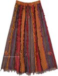 Vertical Patchwork Gypsy Skirt with Thread Fringes