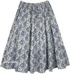 Cotton Boho Mid Length Skirt in an Artistic Print