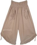 Camel Taupe Culotte Pants with Front Pockets