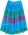 Mild Waters Tie Dye Summer Cotton Crinkle Midi Length Skirt