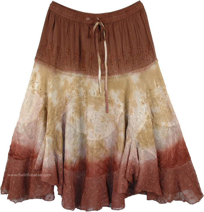 Barn Dance Western Skirt in Rayon Mid Length Skirt