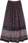 Midnight Paisley Lace Accented Boho Skirt