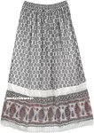 indo Bohemian Long Skirt In Georgette with Lace