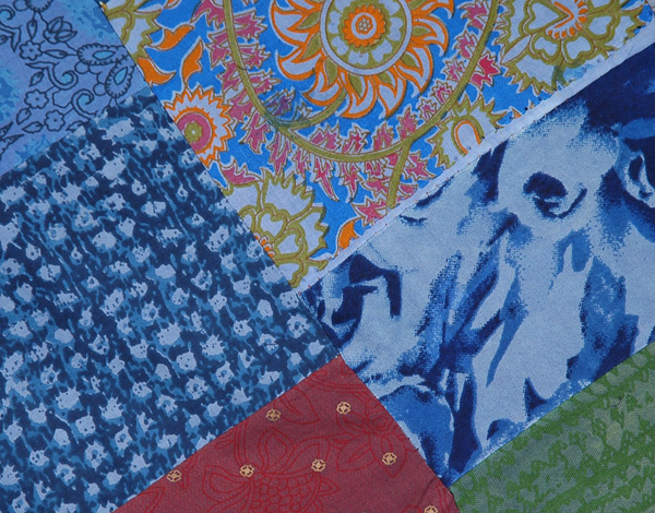 Printed Patchwork Wrap Around Skirt in Cool Blue Vibes