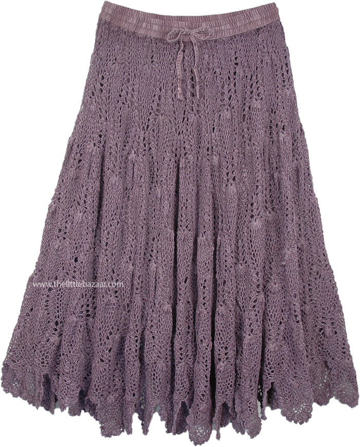 Empress Lavender Hippie Full Crochet Skirt Cotton