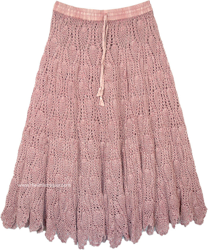 Turkish Rose Mid Length Crochet Cotton Summer Skirt