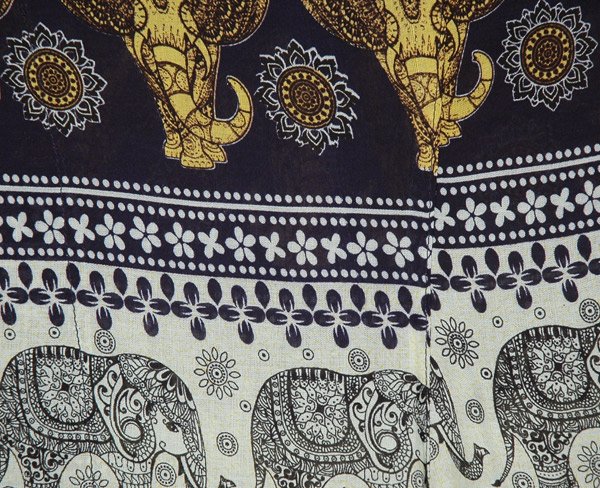 Navy and White Ethnic Elephant Print Harem Trousers