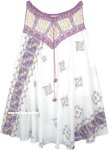 Paisley Pattern Crochet Waist Skirt in White and Lavender