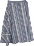 Steel Grey Striped Bohemian Cotton Wrap Around Skirt