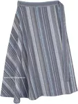 Steel Grey Striped Bohemian Cotton Wrap Around Skirt