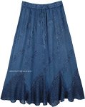 Denim Blue Embroidered Gypsy Skirt Medieval Western Wear