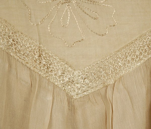 Beige Embroidered Ankle Length Skirt with Smocked Waist