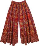 Maroon Wide Leg Full Flare Cotton Elephants Pants for Women