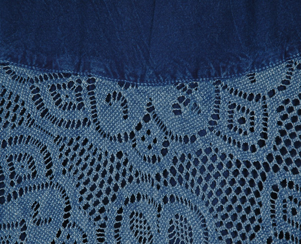 Denim Blue Western Skirt with Lacework and Tiers