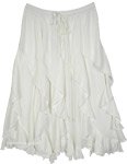 Ivory Curved Tier Skirt Asymmetrical Hem