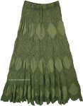 Military Green Crochet Patchwork Cotton Hippie Skirt