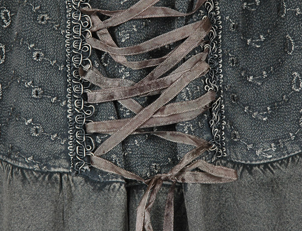 Steel Gray Western Mid Length Handkerchief Hem Skirt
