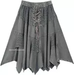 Steel Gray Western Mid Length Handkerchief Hem Skirt