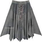 Steel Gray Western Mid Length Handkerchief Hem Skirt