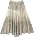 Lustrous Grey Midi Length Western Womens Skirt