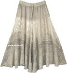 Lustrous Grey Midi Length Western Womens Skirt