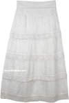 Dove White Crochet and Embroidery Yoga Waist Skirt