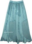 Jade Green Embroidered Patchwork Lace Long Skirt