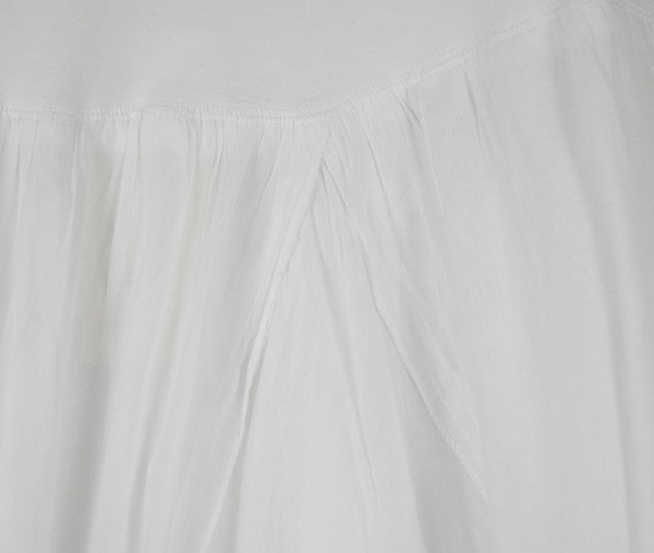 White Cotton Vertical Patchwork Maxi Skirt with Yoga Waist | White ...