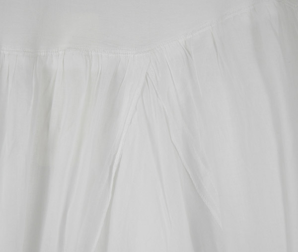 White Cotton Vertical Patchwork Maxi Skirt with Yoga Waist | White ...