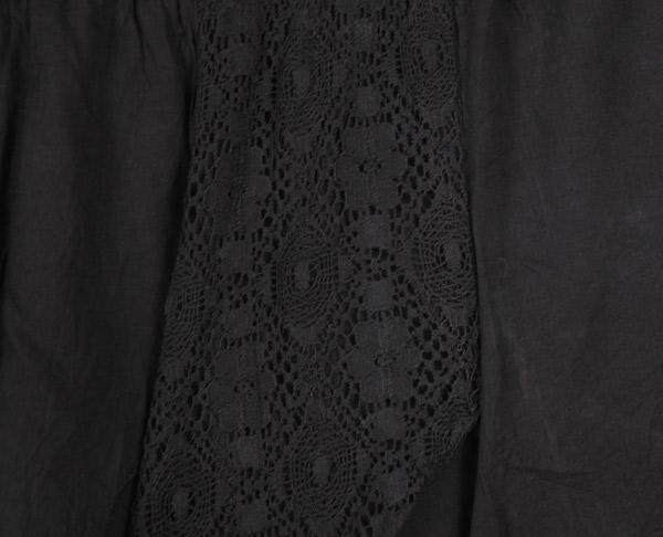 Vertical Black Spiral Frills Gypsy Skirt with Flexible Yoga Waist