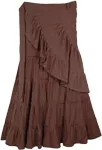 Cocoa Ruffled Tiered Jersey Cotton Wrap Around Skirt
